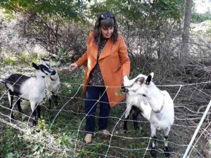 Rev. Michelle with goats from Let's Goat Buffalo