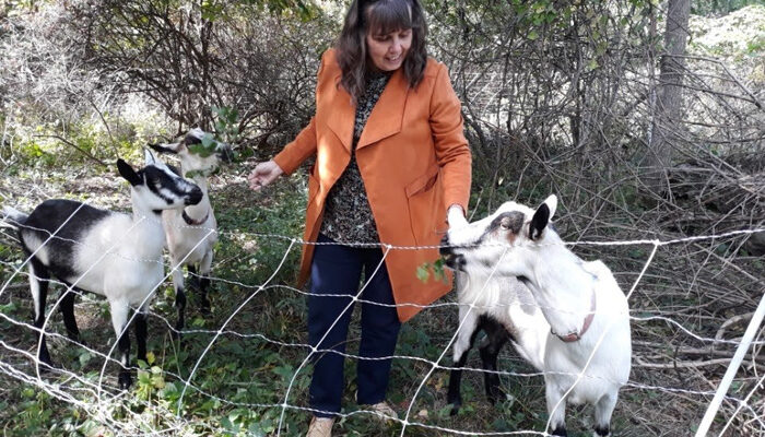 Rev. Michelle with goats from Let's Goat Buffalo